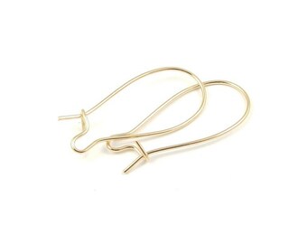 48 Gold Kidney Wire Earrings - 1" Gold Plated Earring Findings - 1 Inch Gold Findings Ear Hooks (FS28)