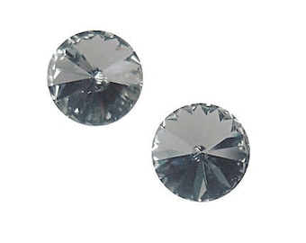 BLACK DIAMOND 12mm Rivoli Stones Swarovski Rivolis Swarovski Austrian Crystal - Grey Gray Crystals