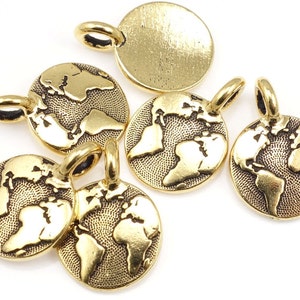 Antique Gold Charms Gold Earth Charm Tiny World Charm Globe Earth Pendant TierraCast You Collection Mini Pendant Small Charm P1247 image 4