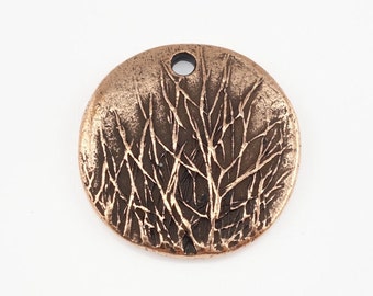 Winter Tree Charm Antique Copper Pendant Tree Pendant Copper Charm Pewter Jewelry Supplies for Winter Jewelry Rustic Woodland Nature