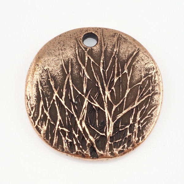 Winter Tree Charm Antique Copper Pendant Tree Pendant Copper Charm Pewter Jewelry Supplies for Winter Jewelry Rustic Woodland Nature