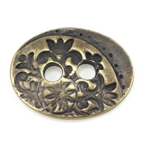 Antique Brass Button Findings Floral Buttons TierraCast Jardin Button Clasp Findings for Leather Jewelry Brass Oxide Etched Flower P1448 image 2