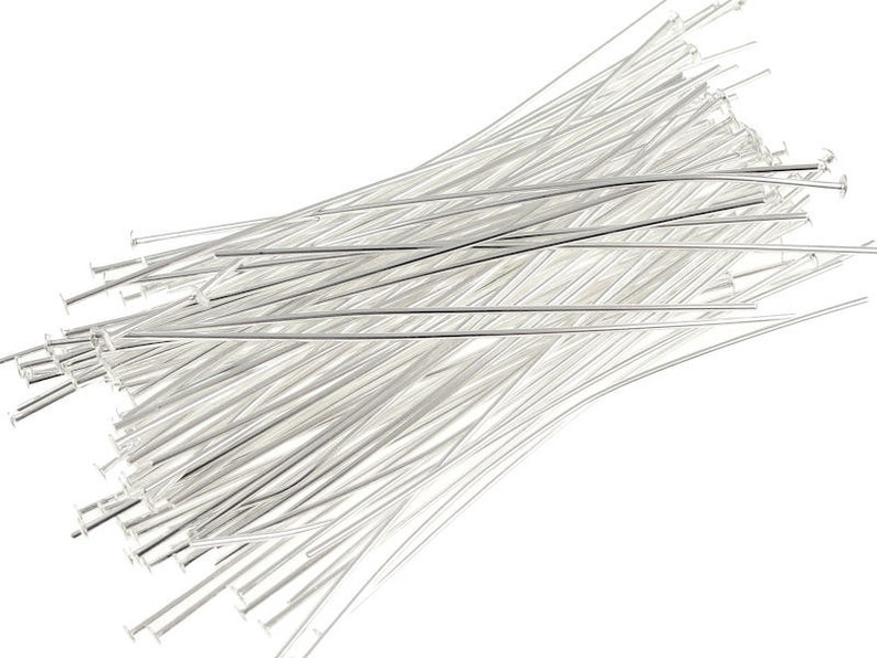 100 2 Silver Headpin Findings Silver Plated Head Pins 22g 2 Inch 22 Gauge 2 Bright Silver Findings FS81 image 1