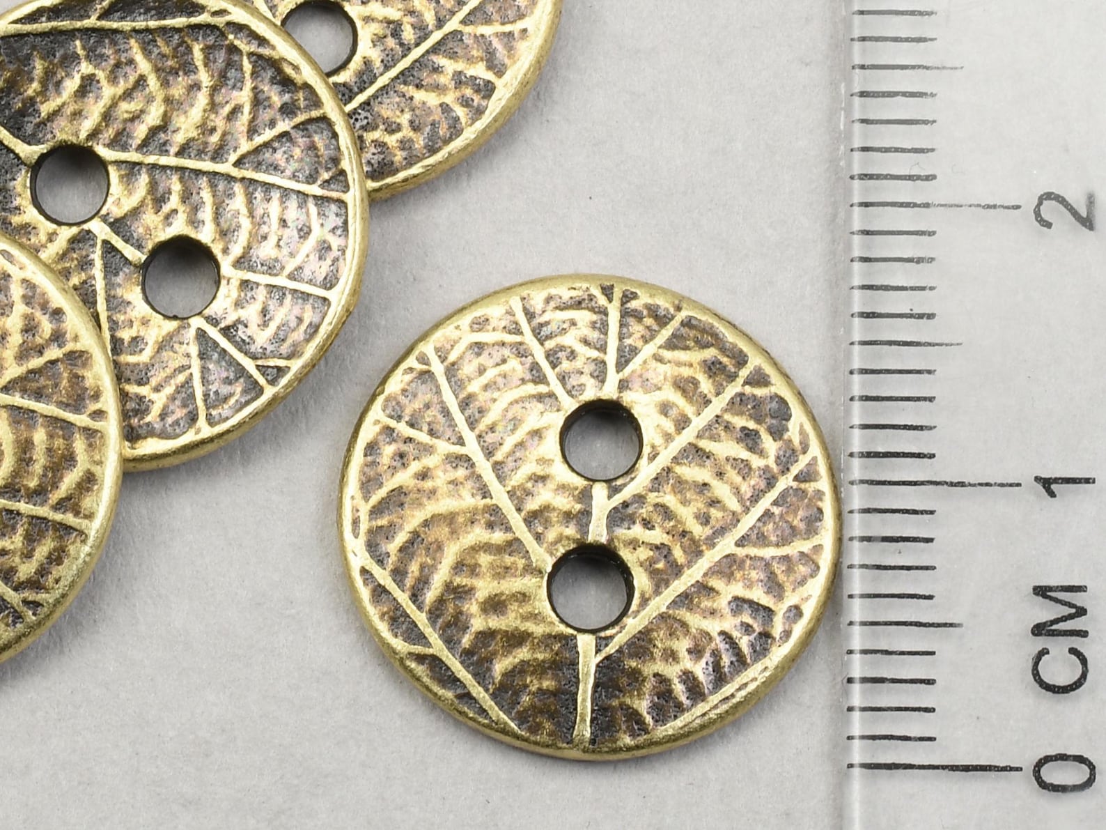 Antique Brass Button Findings Bronze Buttons Tierracast LEAF BUTTON ...