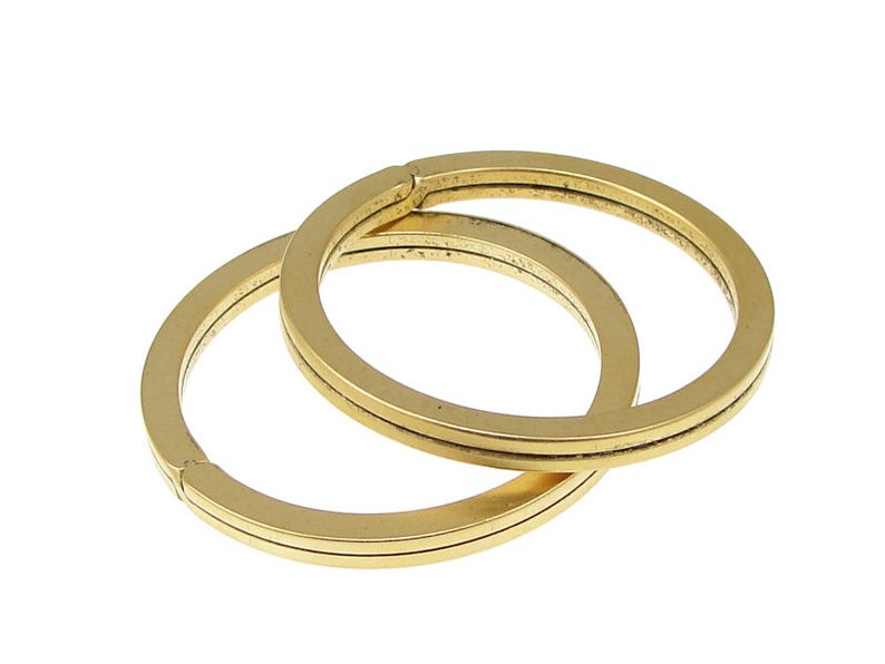 2 Gold Key Ring Large Antique Gold Split Ring Key Ring Key Fob Etsy