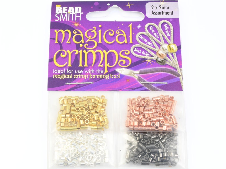 500 Pieces 2mm Magical Crimps by the Bead Smith Assorted Silver Gold Copper Gunmetal Crimp Tube Bead Findings FB17 image 1