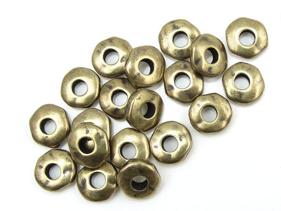 20 Large Hole Beads 7mm Nugget Heishi Antique Brass Beads - Etsy