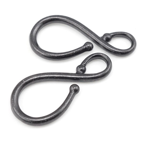 Large Hook Clasp Findings Hook Gun Metal Clasp Black Oxide Classic Hook TierraCast Pewter Leather Findings Collection (PF639)