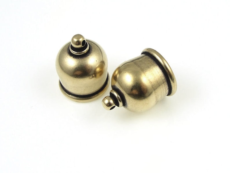 Fancy 10mm Kumihimo Caps Light Antique Brass Kumihimo Cord Caps TierraCast TAJ Cord Ends PF2082 image 1