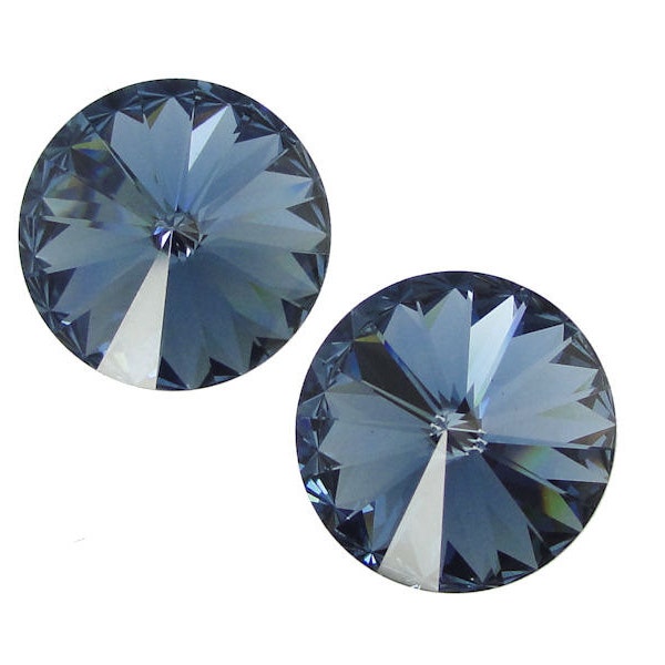 14mm DENIM BLUE Rivolis Swarovski Rivoli Stones Article 1122 14mm Swarovski Crystal Smoky Blue Soft Blue 14mm Rivolis