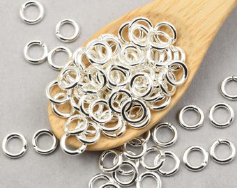 100+ Pieces 4mm OD 19 Gauge Silver Jumprings - BRIGHT SILVER Jump Rings - Sturdy Silver Plated Open Jump Ring Findings  #FB946