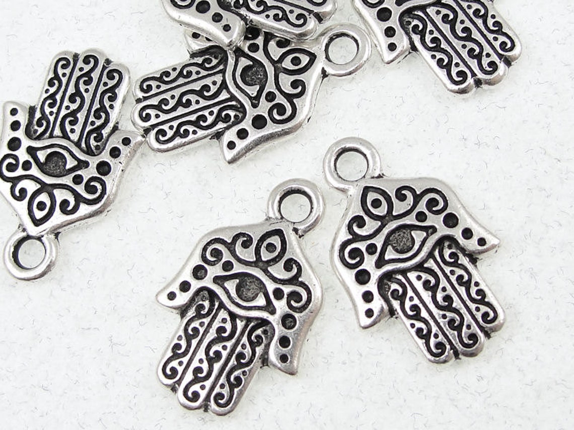 Hamsa Hand Charms Antique Silver Charms Tierracast Hamsa Etsy