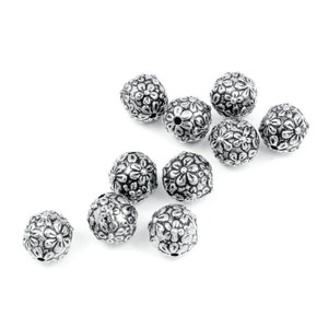 Silver Beads Wildrose Wild Rose Floral Round Flower 8mm Round Beads TierraCast Pewter Antique Silver P147 zdjęcie 3