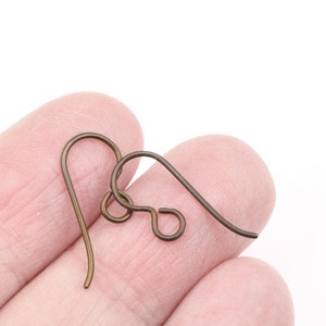 50 Dark Brown Niobium Ear Wires French Hooks Earring Wire Findings Hypoallergenic by TierraCast BULK BAG PH37 image 3