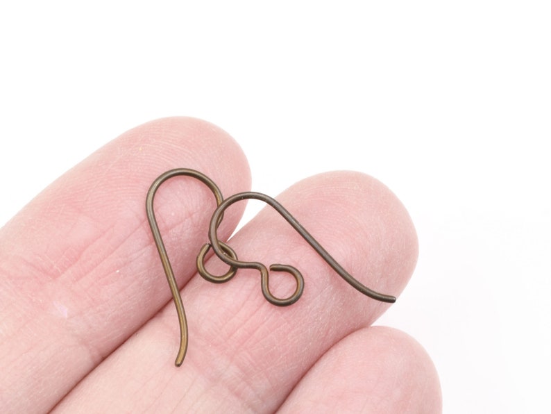 50 Dark Brown Niobium Ear Wires French Hooks Earring Wire Findings Hypoallergenic by TierraCast BULK BAG PH37 image 3