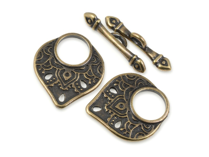 TierraCast Temple Toggle Clasp Set Antique Brass Toggle Findings Large Toggles for Bracelets and Jewelry Making Bronze Clasp P1732 image 3