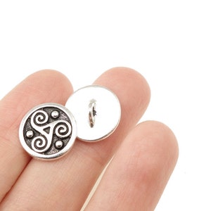 Triskele Celtic Buttons Antique Silver Button Findings 16mm TierraCast Leather Jewelry Findings PF2132 image 2