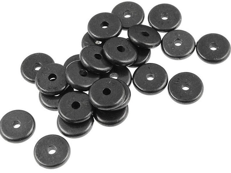 20 Black Spacer Beads 7mm Disk Heishi Washer Beads by Etsy