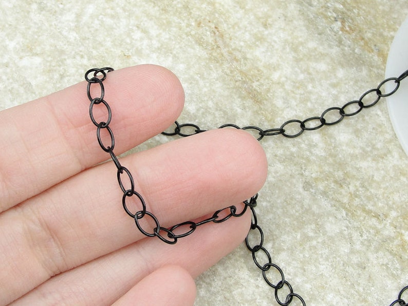 Black Chain TierraCast Chain Matte Black 5mm x 6mm Cable Chain Medium Large Fine Link Jewelry Chain 20-0825-13 image 3