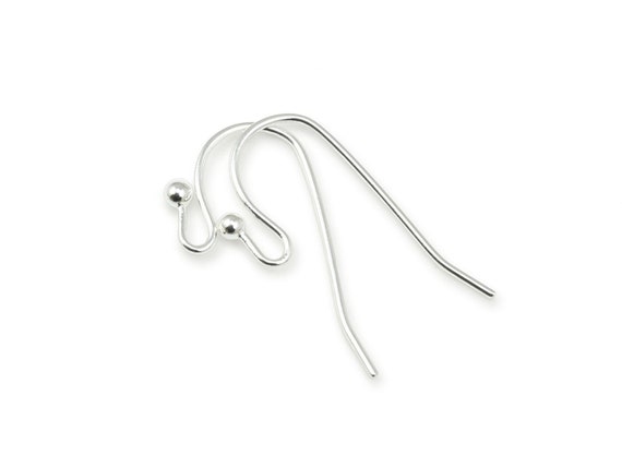 144 Silver Earring Wires - 27mm Earring Hook with 2mm Ball - Bright Silver  Plated Ear Findings French Hooks Fish Hook Wires