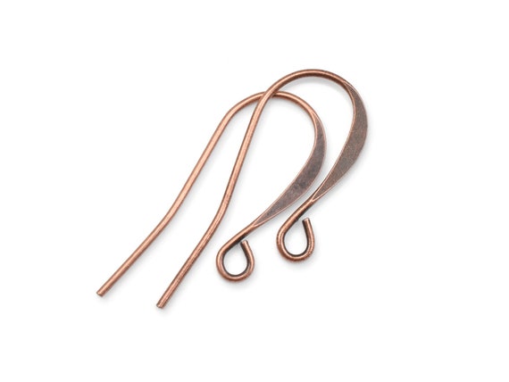 48 Antique Copper Plated Earring Wires - Matte Dark ANTIQUE COPPER Plated Earring Findings Tall French Hooks Earring Hooks Wires   #FB700