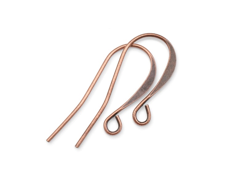 48 Antique Copper Plated Earring Wires - Matte Dark ANTIQUE COPPER Plated Earring Findings Tall French Hooks Earring Hooks Wires #FB700 bild 1