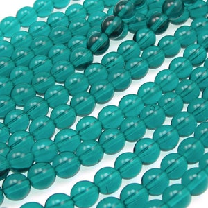 50 VIRIDIAN 6mm Beads Czech Glass Beads Peacock Blue Indicolite Deep Teal Dark Teal Beads 6mm Round Pressed Glass Druks image 2