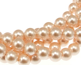 8mm PEACH Swarovski Pearls - Swarovski Crystal Pearl Beads - Article 5810 8mm Pearl - Light Orange Apricot Pearl Beads