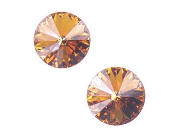 12 mm Rivolis TOPAZ Swarovski Rivoli Stones Artículo 1122 12 mm Swarovski Crystal Rivolis Ámbar cálido Marrón dorado Otoño noviembre Piedra natal