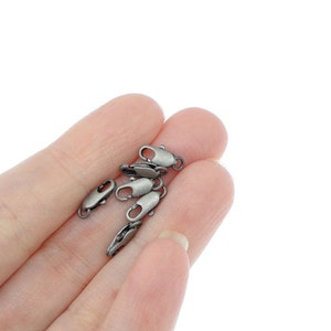 6 Antique Silver Clasps 10mm Matte Dark Silver Plated Lobster Claw Findings Silver Findings Lobster Clasp FS130 image 2