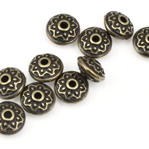 TierraCast Lotus Spacer Bead Antique Brass Beads for Jewelry Making 7mm Diameter Yoga Beads for Meditation Jewelry and Malas P1748 画像 5