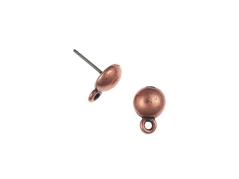Antique Copper Earring Post Earring Findings TierraCast Pewter 8mm Dome Earring Posts Ear Findings Copper Findings PF212 image 1