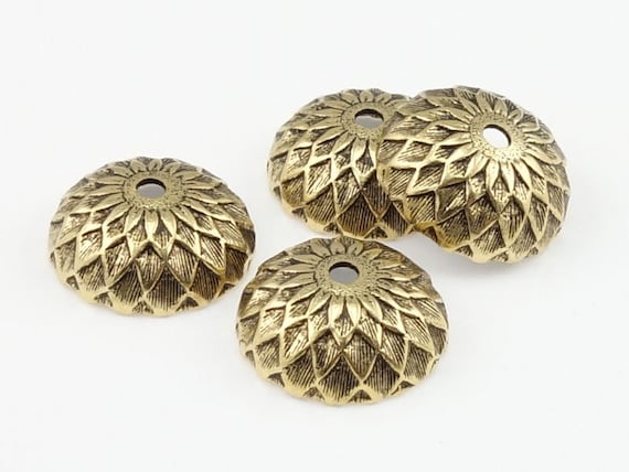 Gold Acorn Beadcaps Antique Gold Bead Caps for Fall Jewelry Autumn Jewelry Thanksgiving Christmas Designs Gold Bead Caps 13mm Diameter