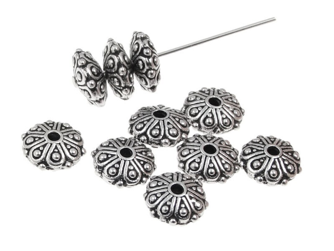 Antique Silver Beads Silver Bali Beads Tierracast OASIS RONDELLE Beads