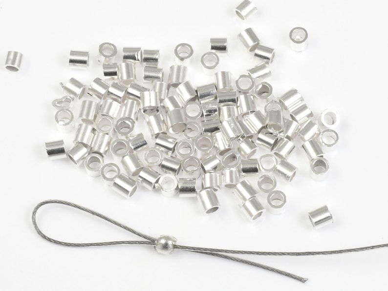100 Pieces 2mm Magical Crimps by the Bead Smith Bright Silver Plated Crimp Tube Bead Findings FB17 image 2