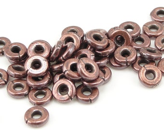 50 Copper Spacer Beads 5mm Antique Copper Kenyan Heishi Beads TierraCast Pewter Dark Copper Metal Beads (PS180)