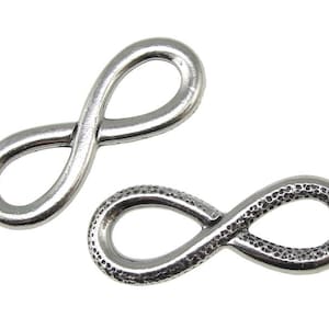 TierraCast INFINITY PENDANT Antique Pewter Infinity Link Charm Tierra Cast Pewter Leather Jewelry Supplies Dark Antique Silver P1147 image 1