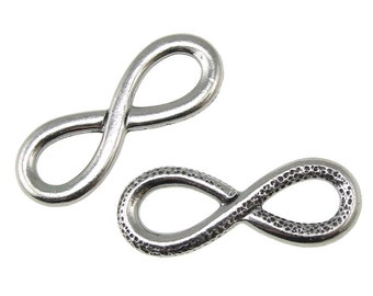 TierraCast INFINITY PENDANT - Antique Pewter Infinity Link Charm Tierra Cast Pewter Leather Jewelry Supplies Dark Antique Silver (P1147)