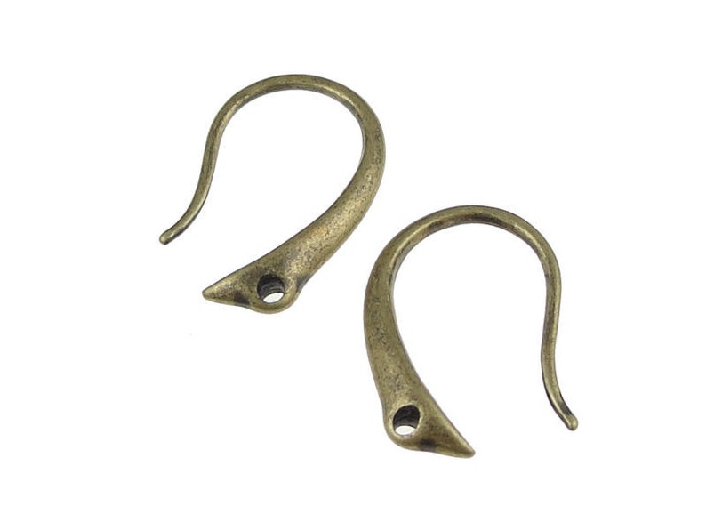 12 Antique Brass Earring Hooks Brass Ear Findings Fancy Etsy