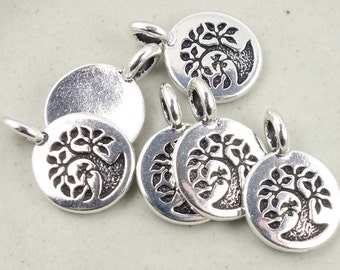 Antique Silver Charms Silver Tree of Life Charms TierraCast Bird Tree Pendant 11mm Mini Pendant Silver Jewelry Supplies Yoga Charms Woodland