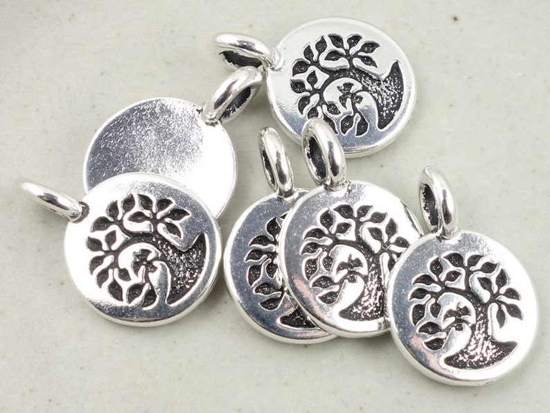 Antique Silver Charms Silver Tree of Life Charms TierraCast Bird Tree Pendant 11mm Mini Pendant Silver Jewelry Supplies Yoga Charms Woodland afbeelding 1