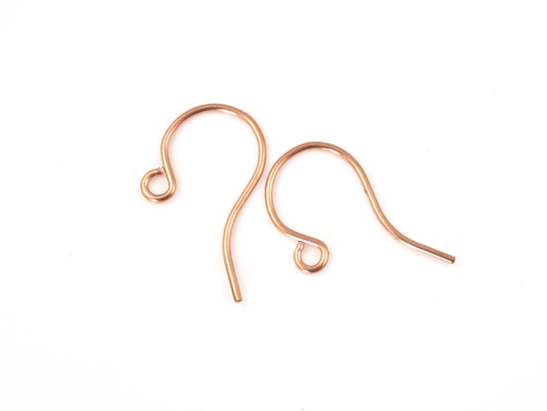 144 Copper Earring Hooks Solid Copper Ear Findings Small Fishhook Earring Wires in Raw Bright Copper Findings French Hook FSC8 image 1