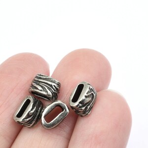 6mm x 2mm ANTIQUE PEWTER Jardin Barrel Bead Crimp TierraCast Beads for Leather Findings to Hold Multiple Strands of Leather Cord P2676 image 3