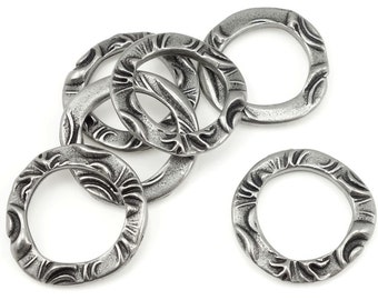 Bohemian Charms Silver Ring Charms TierraCast 5/8" FLORA RING Dark Antique Silver Charm Silver Circle Charm Metal Ring Organic Shape (P1353)