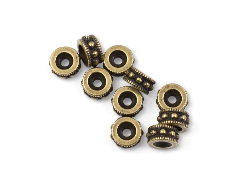 Antique Brass Beads TierraCast 6mm ROCOCO ROUND Brass Oxide Bronze Beads Tierra Cast Heishi Spacer Jewelry Making Craft Supplies Bali Beads image 1