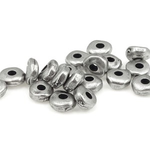 20 Dark Antique Silver Beads 5mm Nugget Beads TierraCast Heishi Spacer Beads ANTIQUE PEWTER Silver Spacers Organic Shape PS182PA image 2