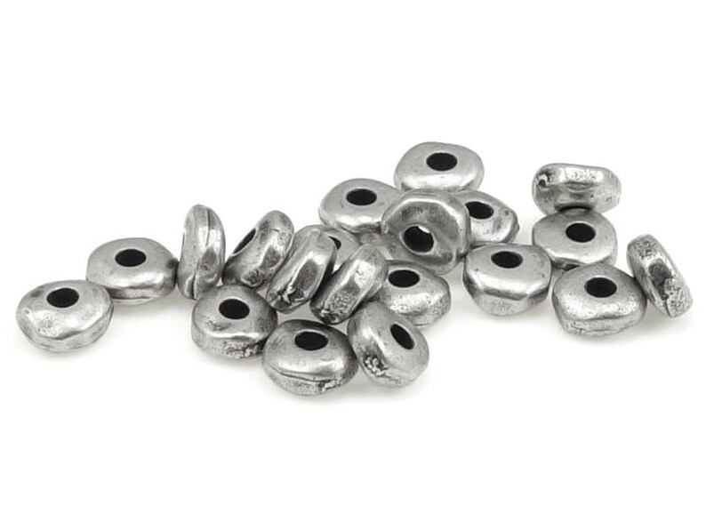 20 Dark Antique Silver Beads 5mm Nugget Beads TierraCast Heishi Spacer Beads ANTIQUE PEWTER Silver Spacers Organic Shape PS182PA image 2