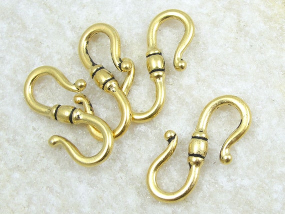 Gold Hook Clasps Antique Gold Clasp Findings S Hook Closure 23mm Tall  Classic Hook by Tierracast Pewter Gold Findings PF401 