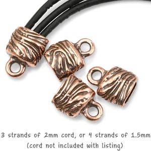 6mm x 2mm ANTIQUE COPPER Jardin Crimp End Cap by TierraCast Copper Plated Pewter Cord Ends for Multiple Strands of Leather Cord P2685 image 2