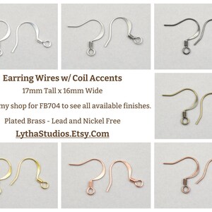 48+ Pieces of Earring Wires with Coil Accent - GUNMETAL Ear Wire Findings - Gun Metal Black Grey Plated Fish Hook French Hooks #FB704 image 5